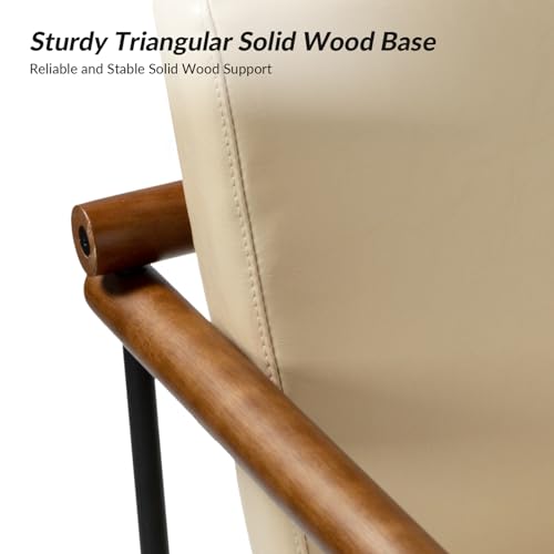 Sillón tapizado de piel sintética color Ivory miniatura 6