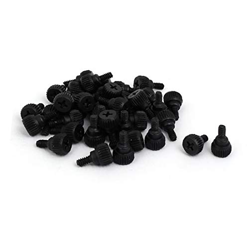 X-DREE Computer PC Behuizing Metaal Platte Kop Gekartelde Duimschroef M3.5x5mm Zwart 40st(Caja de la PC de la…