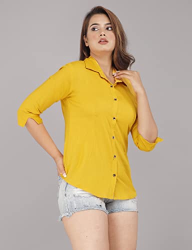 Image of Women Solid Shirt for Office & Casual wear | 3 /4th Sleeves Spread Collar