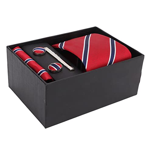 Conjunto de gravatas masculinas listradas, gravatas masculinas da moda com abotoaduras de lenço para