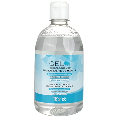 Tahe Dermoprotect Gel Hidroalcohólico Higienizante De Manos con Extracto original de Limón y Glicerina (500 ml - Botella transparente con tapón)