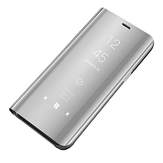 Jacyren Huawei P10 Plus läder fodral, Huawei P10 Lite mobiltelefonfodral spegel skyddsskal flip väska fodral skydd för Huawei P10, Stand Feature stötfångare skal för Huawei P10 Plus Lite silver P10 Lite
