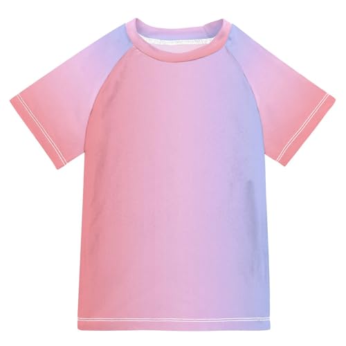 Kids Bathing Suit Short Sleeve Rash Guard for Girls 9T Purple Gradient