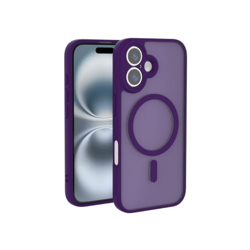 K TOMOTO Magnetic Case Compatible with iPhone 16 Translucent Matte Phone Case with Camera Lens Guard, Rugged Protective Cover 6.1-Inch, Purple