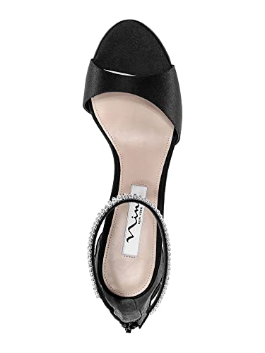 NINA Womens Volanda Rhinestone Ankle Strap Evening Dress Sandals High Heel 3" & Up - Black3