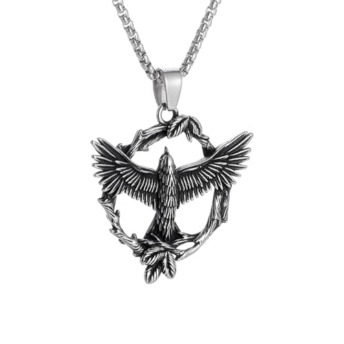 Genérico Collar colgante Flying Eagle para hombres y mujeres, con diseño único, joyería punk de moda, accesorios con estilo, color plata