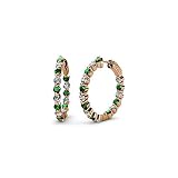 Classic 1.56Ct tw Round Cut Created Emerald & Cubic Zirconia Inside-Out Party Wear Hoop Earrings For