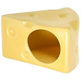 Yardwe Keramik Haustier Nest FüR Hamster - KüHlhaus Und Schlafraum, SüßEs Goldenes BäRen-Design, rutschfeste Basis, Ideal FüR Haustiere