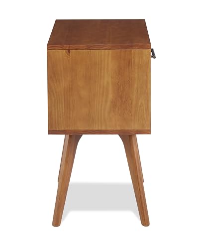 Mid Century Modern One Drawer Nightstand/Constructed of Solid Wood/Castanho Finish - Thumbnail 4