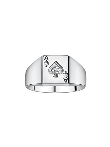 Image of Rylos Ace of Spades Poker Ring with Diamond - Sterling Silver or Gold-Plated, Sizes 6-13