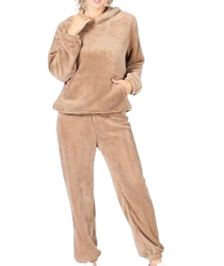 Women's Cotton winter hoodie Sweatshirt Tracksuit Set with warm Soft fabric Sweatpants Regular wear Combo Cold-weather polyester lavender color |girls-hood-trackpant Pack of 1-image-39
