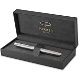 PARKER Sonnet Rollerball Pen, Stainless Steel with Palladium Trim, Fine Point Black Ink (1931511)