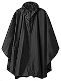Poncho Impermeable Reutilizable Adulto Unisex Chubasquero Capa de Lluvia Nieve Negro