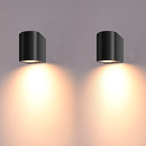 FUDESY 2-Pack Outdoor Down Wall Lights Main Powered, Outside Lights IP44 Waterproof Max 7W GU10 Exterior Wall Sconce