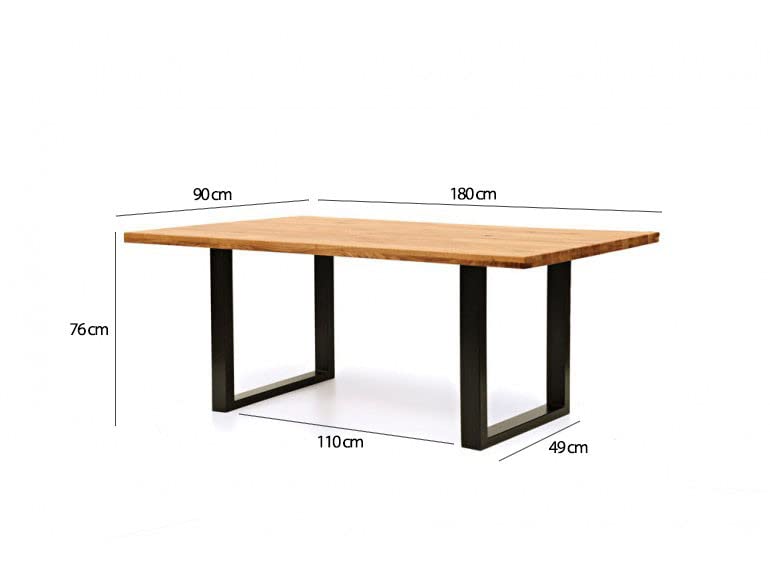 Belhome Table de Repas en chêne Massif avec piètement métal L180cm - QUÉBEC
