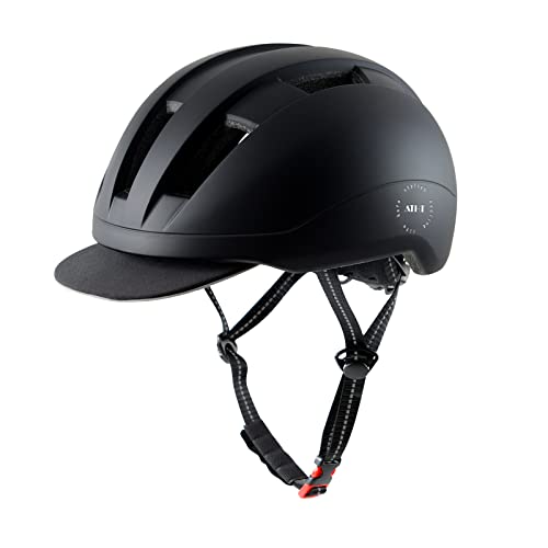 Adult-Men-Women Bike Helmet, Commuter Bicycle Helmet With Removable Visor For Urban Scooter Cycling Skateboarding (Black) #TOP18