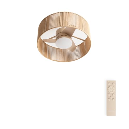 CREATE / WIND LAMP WOVEN/Ventilador de techo con luz con mando arena / 25W, Programable, Ø56,5 cm, función verano-invierno, luz led 3 temperaturas, cuerpo de cuerda, flujo aire concentrado