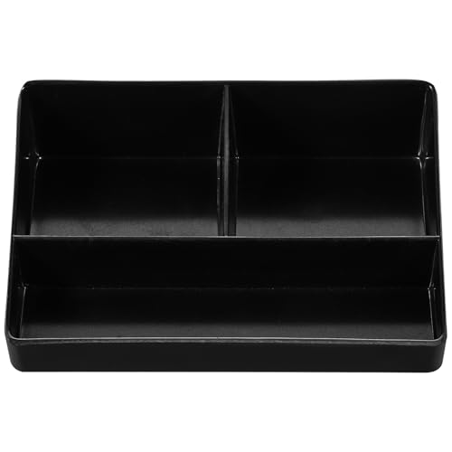 Housoutil Caja Organizadora para Bolsitas de Té y Azúcar Negra 3 Compartimentos Almacenamiento de Condimentos para Barra de Café Soporte para Estación de Café Mostrador