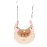 POPETPOP Hamster Balançoire en bois en forme de lune à suspendre pour cochon d'Inde, cochon d'Inde, rat, chinchilla