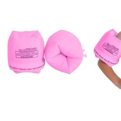 Inflatable Water Wings Arm Floaties for Kids Adults - PVC Swimming Arm Bands Pool Floats Floatation Rings for Swimming Learning, Drum-Type Design for Pool & Beach Use (Pink 2pcs)
