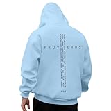 Generisch Sudadera con capucha para hombre con estampado gráfico retro-verso, media cremallera, sudadera con capucha de forro polar para el tiempo libre (azul claro, S)