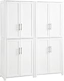 Crosley Furniture Savannah 2-Piece Pantry Storage Cabinet Set with Shelves, Kitchen, Dining, or Laundry Room, White