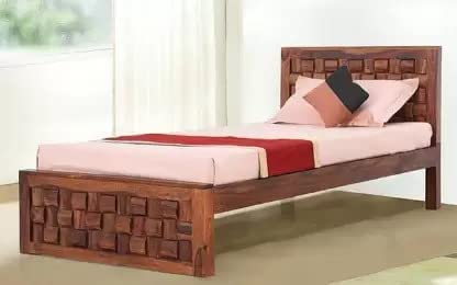 SHREE NATURAL? Solid Sheesham Wood Single Size Bed Without Storage Palang for Bedroom | Solid Wood Cot Bed for Living Room | Wooden Single Bed Home Furniture [ Honey Finish ]