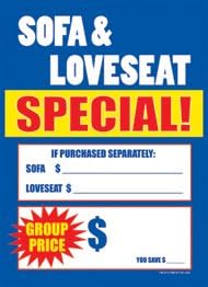 T50LOV Furniture Sofa and Love seat Special ! - Slotted Sale Tags - 5" x 7" (100 Pack)