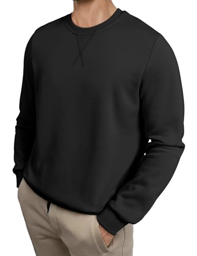 JMIERR Mens Cotton Sherpa Lined Sweatshirts Casual Fleece Long Sleeve Crewneck Fall Winter Pullover Shirts3