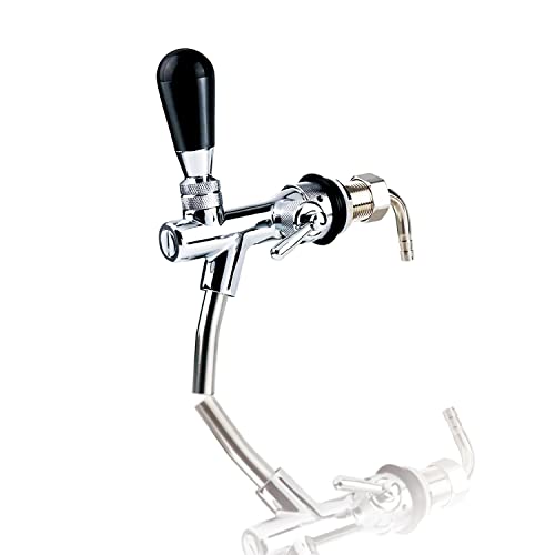 Bierzapfhahn Einstellbare G5/8 Gewinde Bierhahn Chrome Fassbierhahn, Einstellbarer Bier Zapfhahn für Hause Bar Restaurants