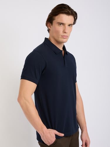 Image of Parx Men Regular Fit Solid Pattern Cotton Polyester Blend Half Sleeve Polo Neck Casual T-Shirt