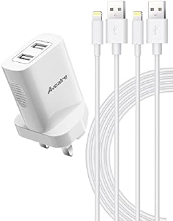 Avoalre iPhone Charger Plug and Cable 12W iPad Charger Plug with 2 Pack 2M USB A Lightning Cables Fast iPhone Double Charger Plug UK for iPhone SE 2020 11 12 X XR 8 7 Plus 6S 5S iPad MFi Certified