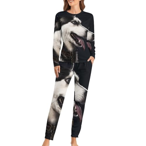 Ensemble pyjama femme Husky t-shirt et pantalon une idée cadeau nuit idéale
