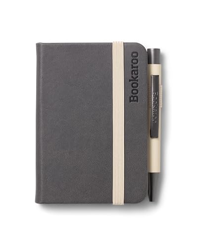 IF Bookaroo Carnet de notes A7 de poche et sac à main + stylo à bille noir, 192 pages – Anthracite