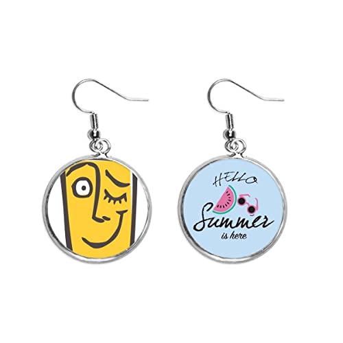 Pendientes de sandía con cara abstracta wink para lóbulo y moda de verano