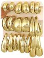 10 Pairs Chunky Gold Earrings for Women, Hypoallergenic Statement...