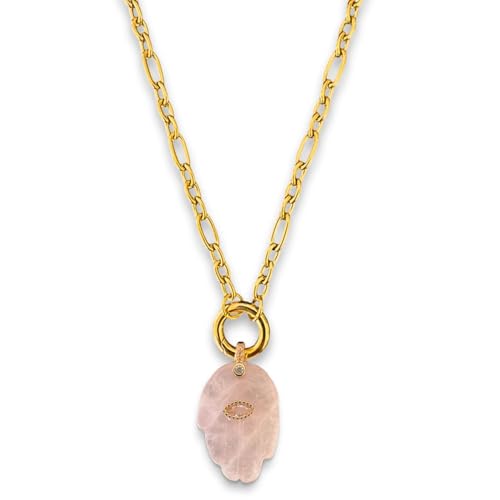 Collier femme pierre naturelle suspendue, chaîne ajustable fine happymaker