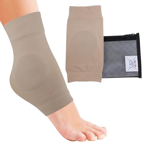 CRS Cross Ankle Malleolar Gel Sleeves. One Pair of Premium Padded Skate Socks to Cushion and Protect Ankle Bone for Figure Skating, Hockey, Inline, Roller, Skiing or Boots. (One Size Fits Most)