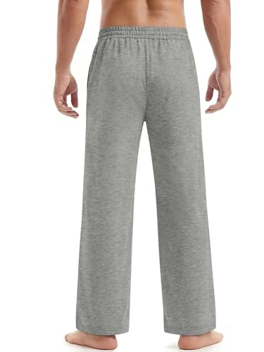 Crastimo Mens Athletic Yoga Pants Drawstring Lounge with Pockets Baggy Open Bottom Smooth Workout Gym Cargo Running Fishing Sweatpants Unisex Gray M — view 2