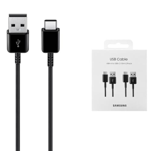SAMSUNG Câble USB-A vers USB Type-C, 150 cm (Pack de 2 câbles), Noir pour Smartphone et Tablette