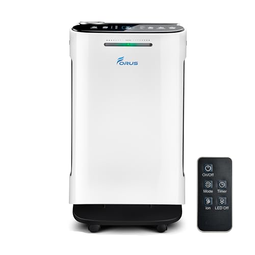 Image of Forus Air Purifier for Home & Office, H13 HEPA 3-in-1 filter, Removes 99.99% Pollutants, Allergens, Pet Dander, Smoke, Dust, virus & Pollens, Covers Up to 500 Sqft Area | PM 2.5 | 2-Year Warranty (WR)
