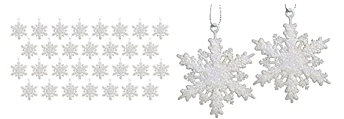 Set Of 48 Assorted Christmas Ornaments - Balls, Pine Cones, Bells, Packages, Sign And Snowflakes - Sizes Vary 1 1/2" To 2 1/2" #TOP4