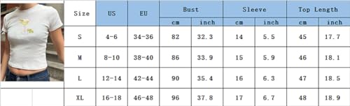 Y2k Graphic Baby Tees for Women Fruit Bow Shirt Crop Top Vintage Aesthetic Teen Girl Clothes 90s Summer Clothing