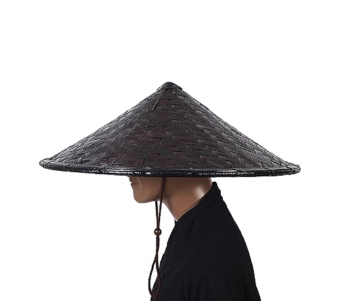 xihexi Black Handmade Bamboo Hat Samurai Hat Cosplay Hat (19 x 7)