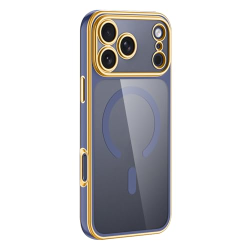 For IPhone 17/17Air/17Pro/17Pro Max�p���C�P�[�X�A���炩�ȃN���A���b�L�����J�o�[�A�t�����b�v�����Y�ی�X�����V�F��(Blue,17)