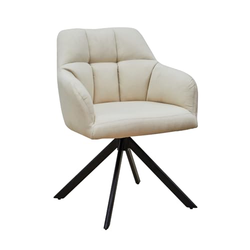 SVITA SORA Esszimmerstuhl drehbar Polsterstuhl Drehsessel gepolsterte Sitzfläche mit Armlehnen Stoffbezug Beige SVITA SORA Esszimmerstuhl drehbar Polsterstuhl Drehsessel gepolsterte Sitzfläche mit Armlehnen Stoffbezug Beige