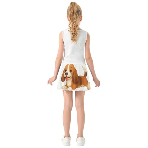 Cute Basset Hound Dogs Paw Prints Skirts with Shorts 2 in 1 Athletic Shorts Girls Skorts Teen Cheer 4t4