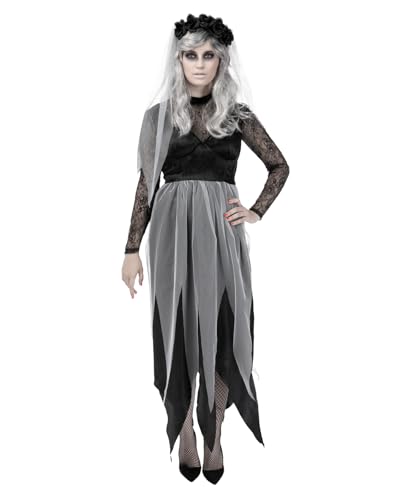 Funidelia Disfraz de novia fantasma para mujer, Incluye vestido y diadema con flores y velo, Zombie - Traje para adultos para fiestas, Carnaval y Halloween - Talla M