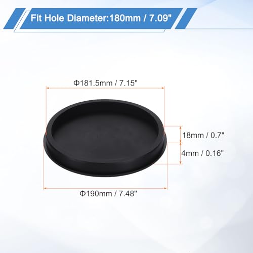 Image of uxcell Silicone Hole Plug, Waterproof Round Rubber Stoppers Bottle Seal Plugs Tube Pipe End Caps for 180mm /7.09 inch Hole for Bathtub, Black