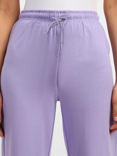 Image of JUNEBERRY Wide Leg Track Pants for Women & Girls (Pure Cotton, Bootcut, Regular Fit, High Rise Trouser, Drawstring, Available in Black, Brown, Navy, Olive Green, Lilac, Beige)